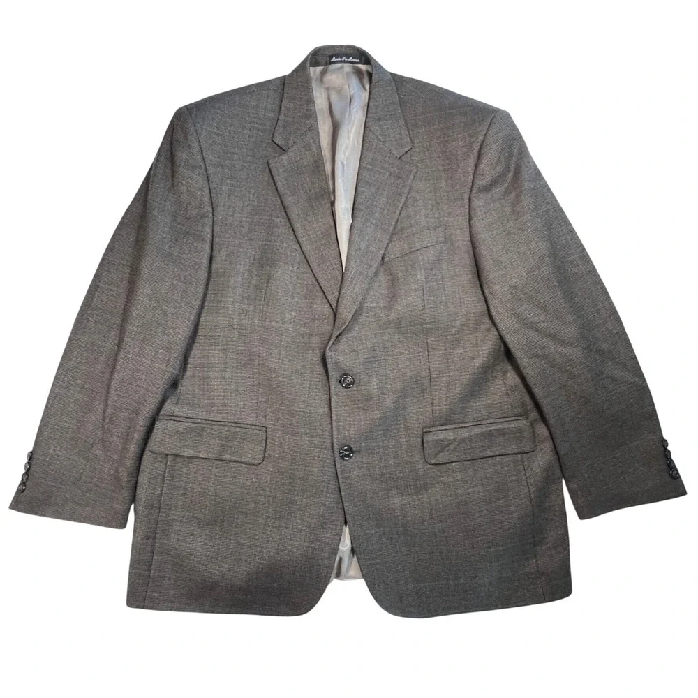 Lauren Ralph Lauren Blazer Mens 40L Brown Wool Windowpane Sport Coat Textured